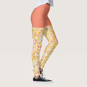 Dusty Orange and Yellow Vertical Raindrops Pattern Leggings