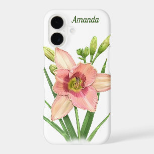 Dusty Orange Daylily Botanical Art Personalized iPhone 17 Case