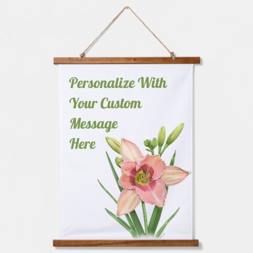 Dusty Orange Pink Daylily Floral Art Personalized Hanging Tapestry