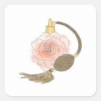 Dusty Orange Rose Perfume Square Sticker