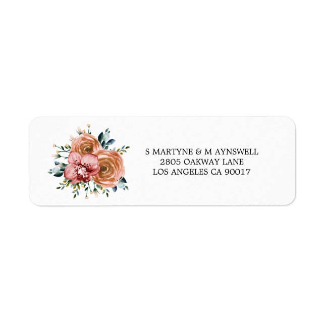 Dusty Orange Roses Wine Red Orchids Wedding Label (Front)