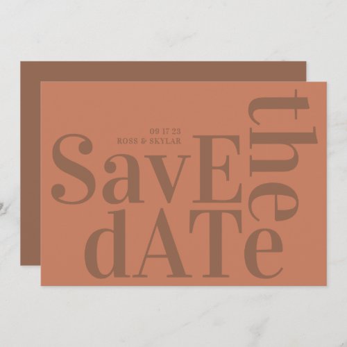 Dusty Orange Terracotta Bold Simple Save The Date