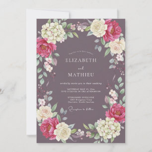 Dusty Orchid Ranunculus Wedding Invitation