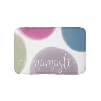 Dusty Paint Circles Calligraphy Namaste Bath Mat
