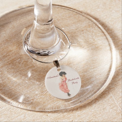 Dusty Pale Rose Girly Bachelorette Party Wine Charm