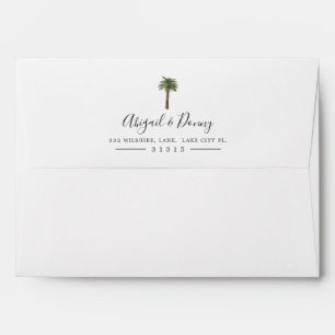 Dusty Palm Tree   Sandy Stripes Pre-Addressed Envelope