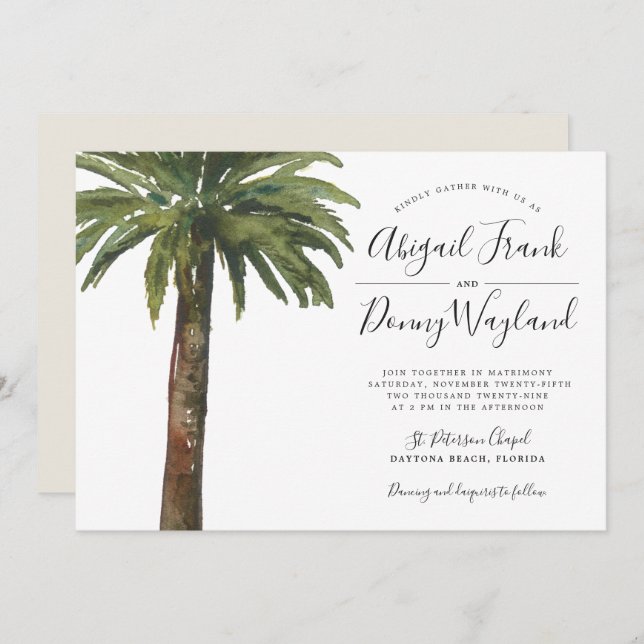 Dusty Palm | Wedding Celebration Sand Back Invitation (Front/Back)