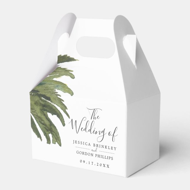 Dusty Palm | Wedding White Thank You Favor Box (Front Side)