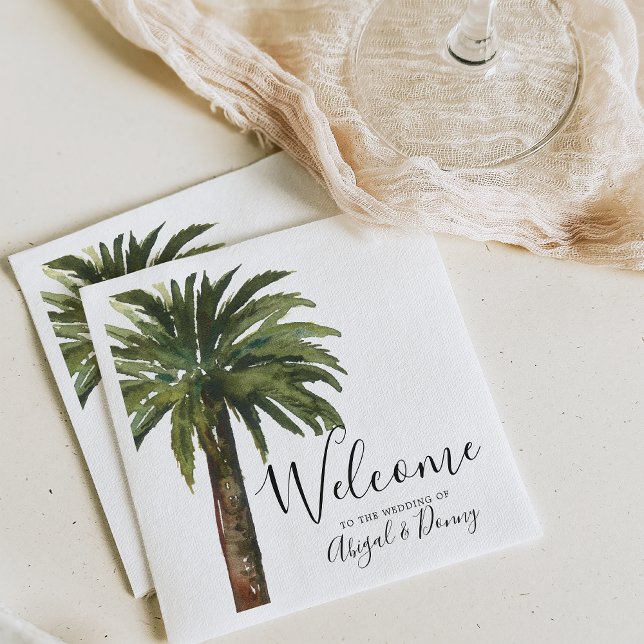 Dusty Palms | Coastal Wedding  Napkins (Creator Uploaded)