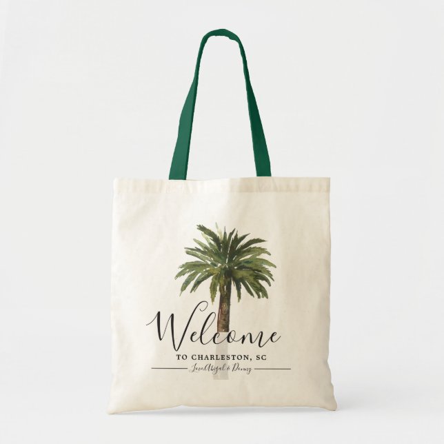 Dusty Palms | Destination Wedding Themed Tote Bag (Front)