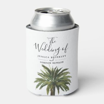 Dusty Palms | Wedding Program Hand Fan Can Cooler by colorjungle at Zazzle
