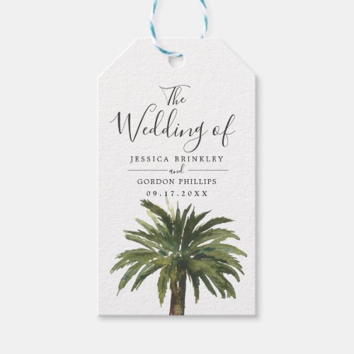 Dusty Palms  Wedding Program Hand Fan Gift Tags