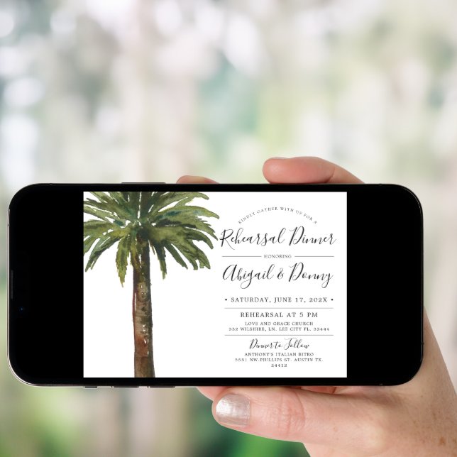 Dusty Palms | Wedding Rehearsal Dinner Invitation (Front Digital)