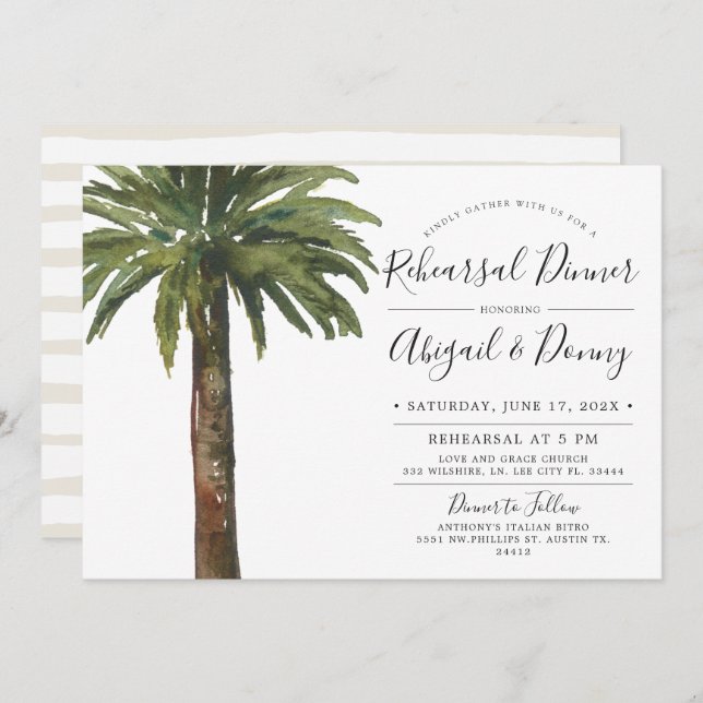 Dusty Palms | Wedding Rehearsal Dinner Invitation (Front/Back)