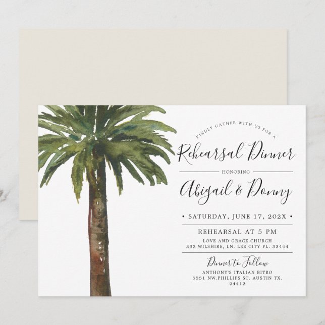 Dusty Palms | Wedding Rehearsal Dinner Party Invitation (Front/Back)