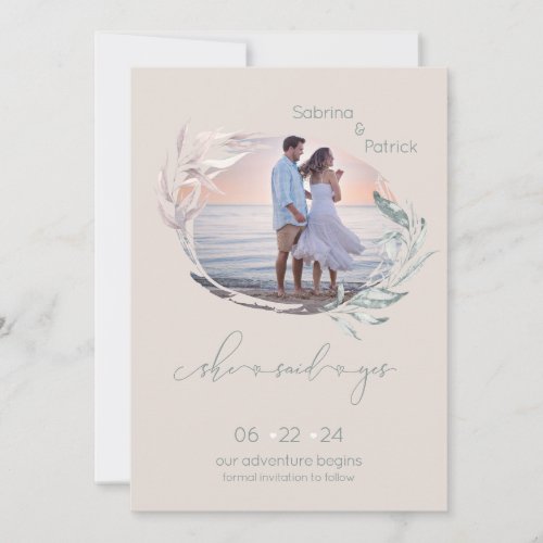 Dusty Palomino Rose Leafy Photo  Save The Date