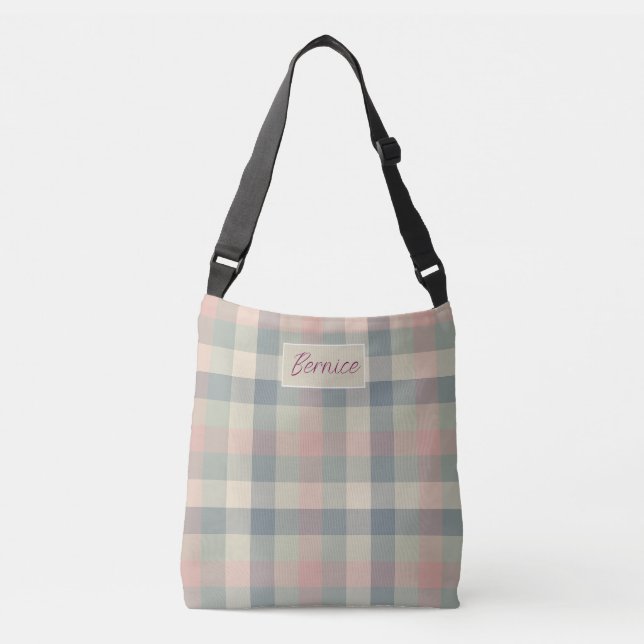 Dusty Pastel Checks Crossbody Bag (Front)
