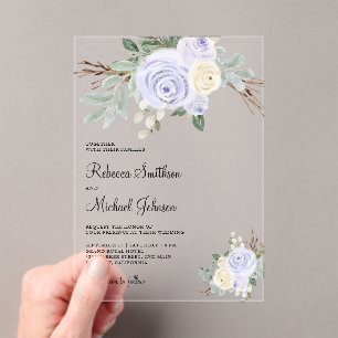 Dusty Pastel Purple Floral Wedding Acrylic Invitations