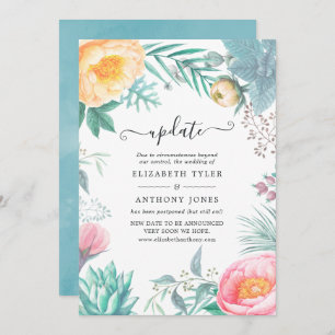 Dusty Pastel Tropical Floral Summer Wedding Update Invitation