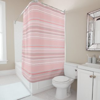 Dusty Peach and Taupe Modern Stripe Shower Curtain