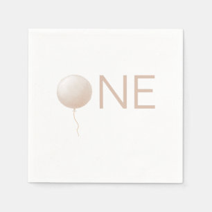 Dusty Peach Balloon Modern First Birthday Party Napkins