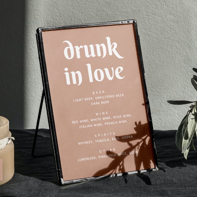 Dusty Peach Beige Wedding Bar Sign | Drunk in Love (Creator Uploaded)