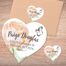 Dusty Peach Rose - Heart Shaped Address Seal