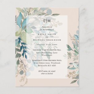 Dusty Peach Sage Wedding Ceremony Reception Invite Flyer