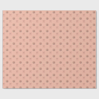 Dusty Peach Vintage Roses Toile Bows Wrapping Paper