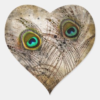 Dusty Peacock Feathers Heart Stickers by ADHGraphicDesign at Zazzle