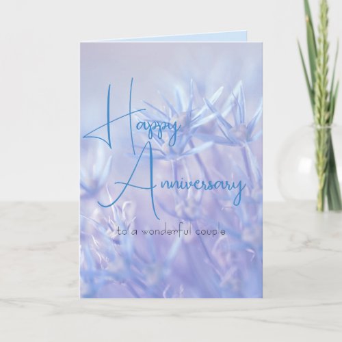Dusty Periwinkle Floral Background Anniversary Card