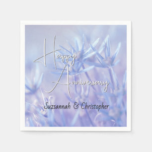 Dusty Periwinkle Floral Background Anniversary Napkins