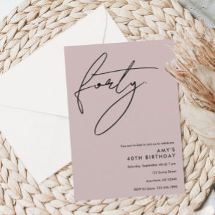 Dusty Pink 40th Birthday Invitation