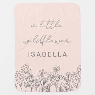 Dusty Pink A Little Wildflower Floral Baby Blanket