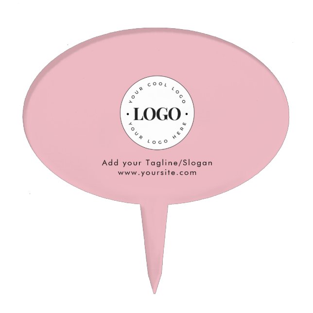 Dusty Pink Add Custom Business Company Logo Party Cake Topper (Front)