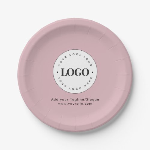 Dusty Pink Add Custom Business Company Logo Party Paper Plates