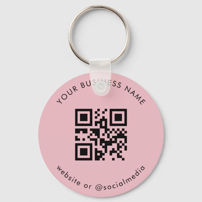 Dusty Pink Add Your Custom Business Qr Code Scan Keychain (Front)