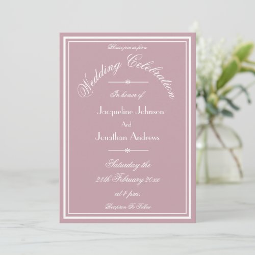 Dusty Pink All In One RSVP Email Website Wedding Invitation