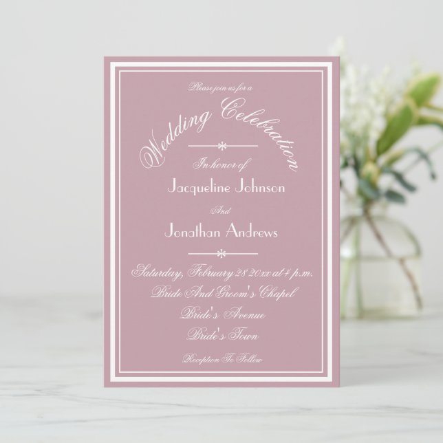 Dusty Pink All In One RSVP Website Email Wedding Invitation (Standing Front)