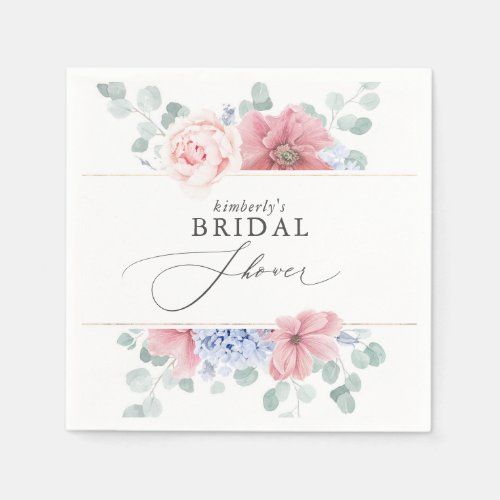 Dusty Pink and Blue Bridal Shower Napkins