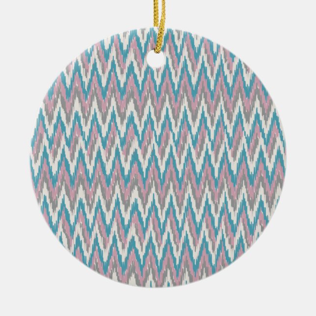 Dusty Pink and Blue  iKat Ceramic Ornament (Front)