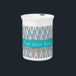 Dusty Pink and Blue  iKat Pitcher<br><div class="desc">Dusty Pink and blue with a hint of champagne iKat We are celebrating the New 2013 color trends in this fun iKat tribal zigzag pattern - using colors from the new COLOR PALETTE 2013 - We have left all of the images used in this design customizable - You can play...</div>