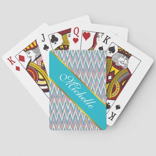 Dusty Pink and Blue  iKat Poker Cards (Back)