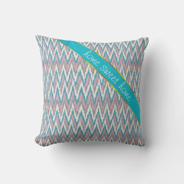 Dusty Pink and Blue  iKat Throw Pillow (Front)