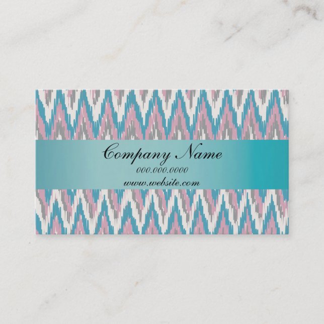 Dusty Pink and Blue  iKat ZigZag 2019 Calendar Business Card (Front)