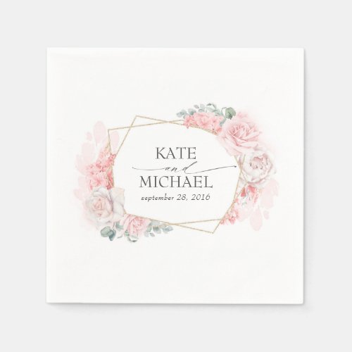 Dusty Pink and Blush Floral Wedding Napkins