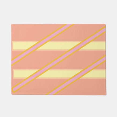 Dusty Pink and Cream Horizontal Stripes Doormat