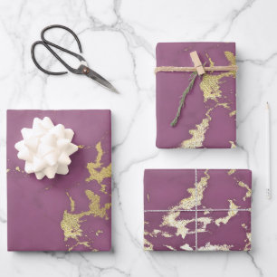 Dusty Pink and Gold Marble Look Wrapping Paper Sheets