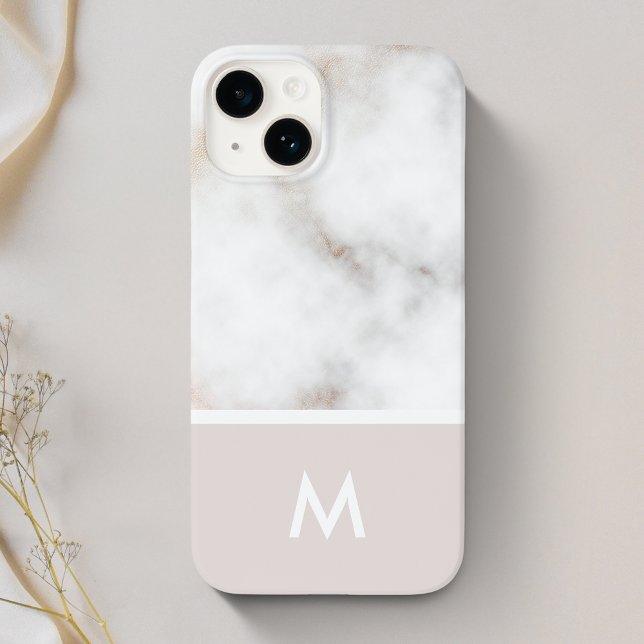Dusty Pink and Gold Marble Monogram Case-Mate iPhone Case (Creator Uploaded)