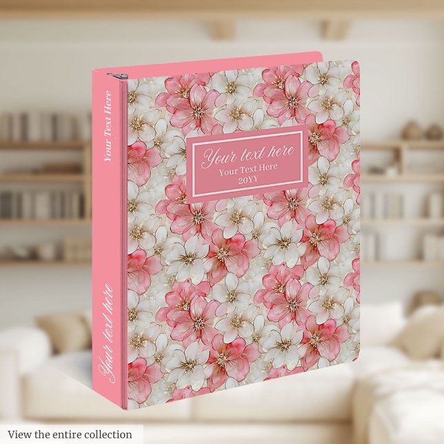 Dusty Pink and Gold Modern Custom Name Ring Binder (Dusty Pink and Gold Modern Custom Name Ring Binder)